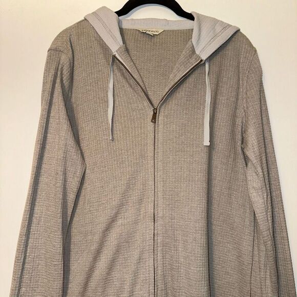 Frye Womens Gray Lightweight Textured Zip Up Hoodie Size Medium NWT - Picture 3 of 10